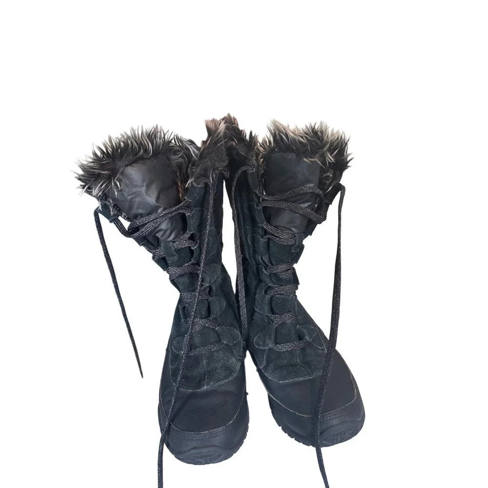 The North Face Winter Boots Womens 6.5 Black PrimaLoft Faux Fur Snow